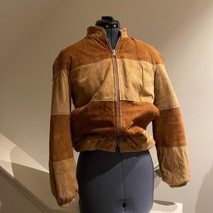 vintage multi tan leather bomber